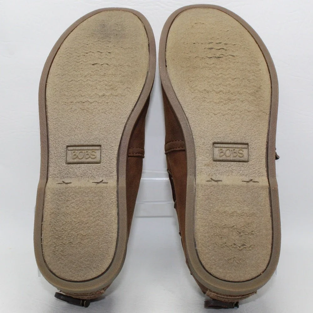 Skechers‎ BOBS Womens 9 Brown Boat Shoe Slip On Flats Memory Foam 33731 BRN